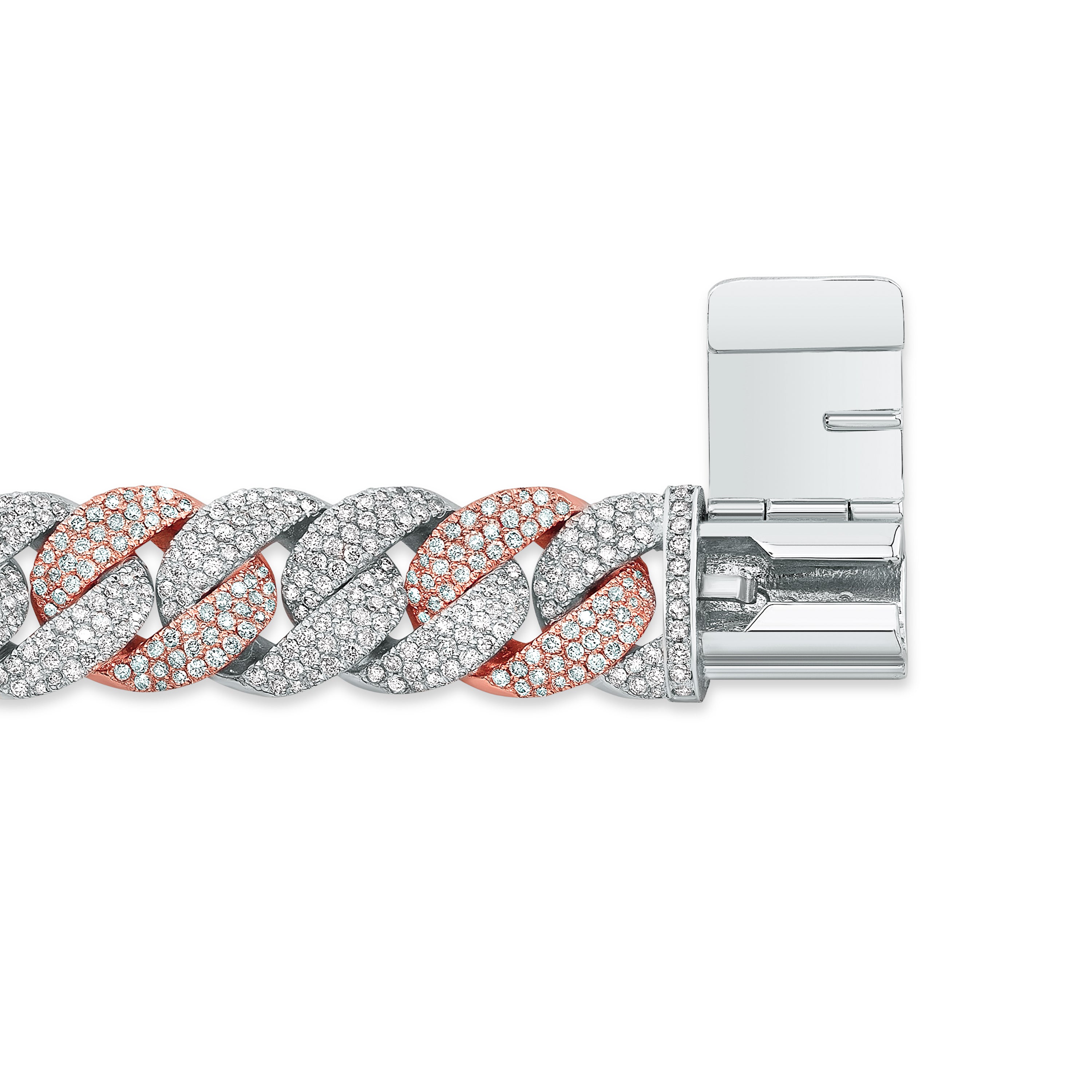 Two-Tone Cuban Bracelet | 14k Rose & White Gold | VS Diamonds