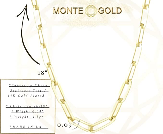 "Paperclip" Necklace Chain in 14k Gold