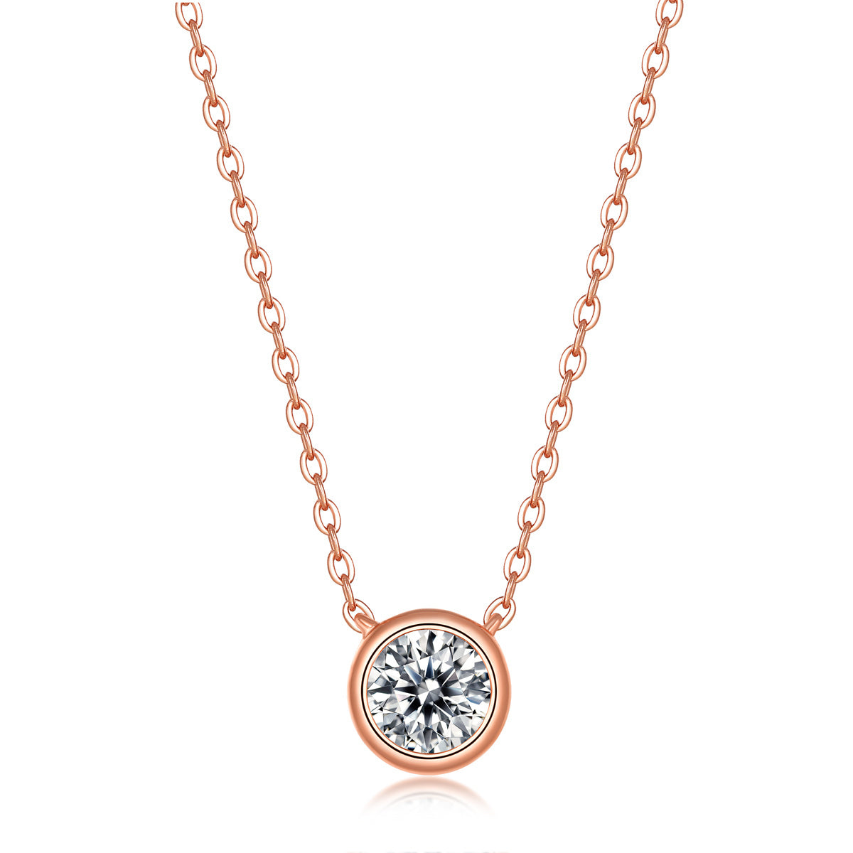 Center Round Solitaire Pendant in 14k Rose Gold | .5-1ct