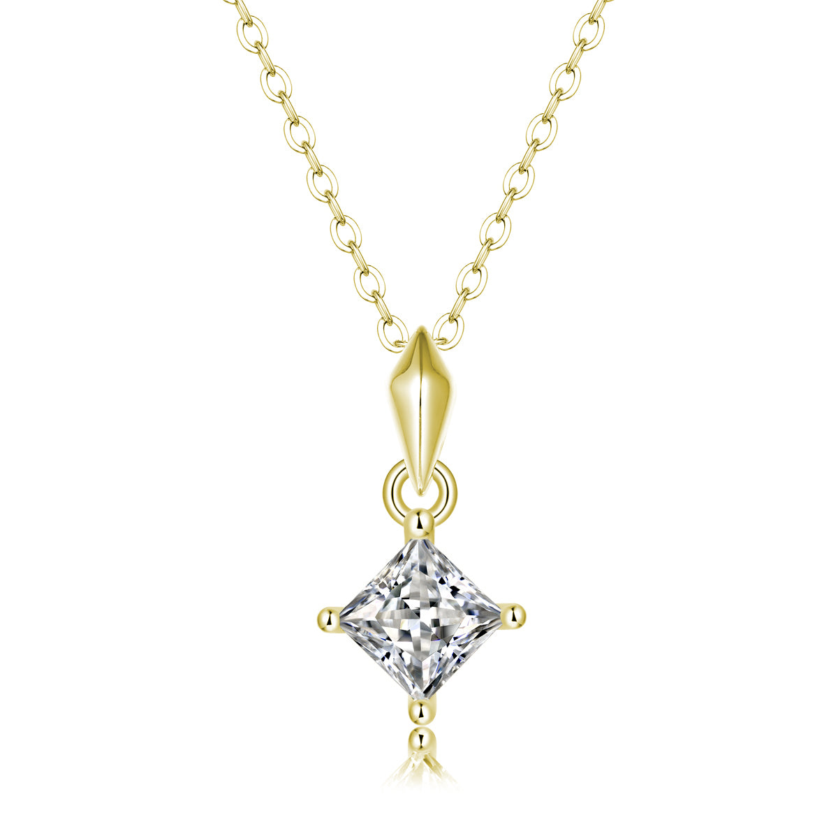 Princess Cut Gemstone Pendant in 14k Gold | 1ct