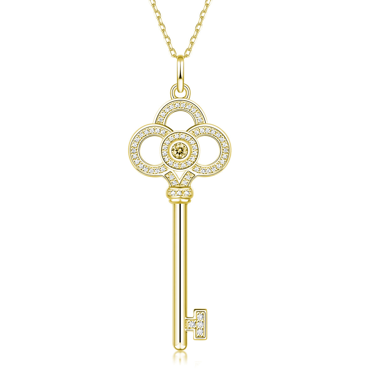 "Key to Love" Gemstone Pendant in 14k Gold