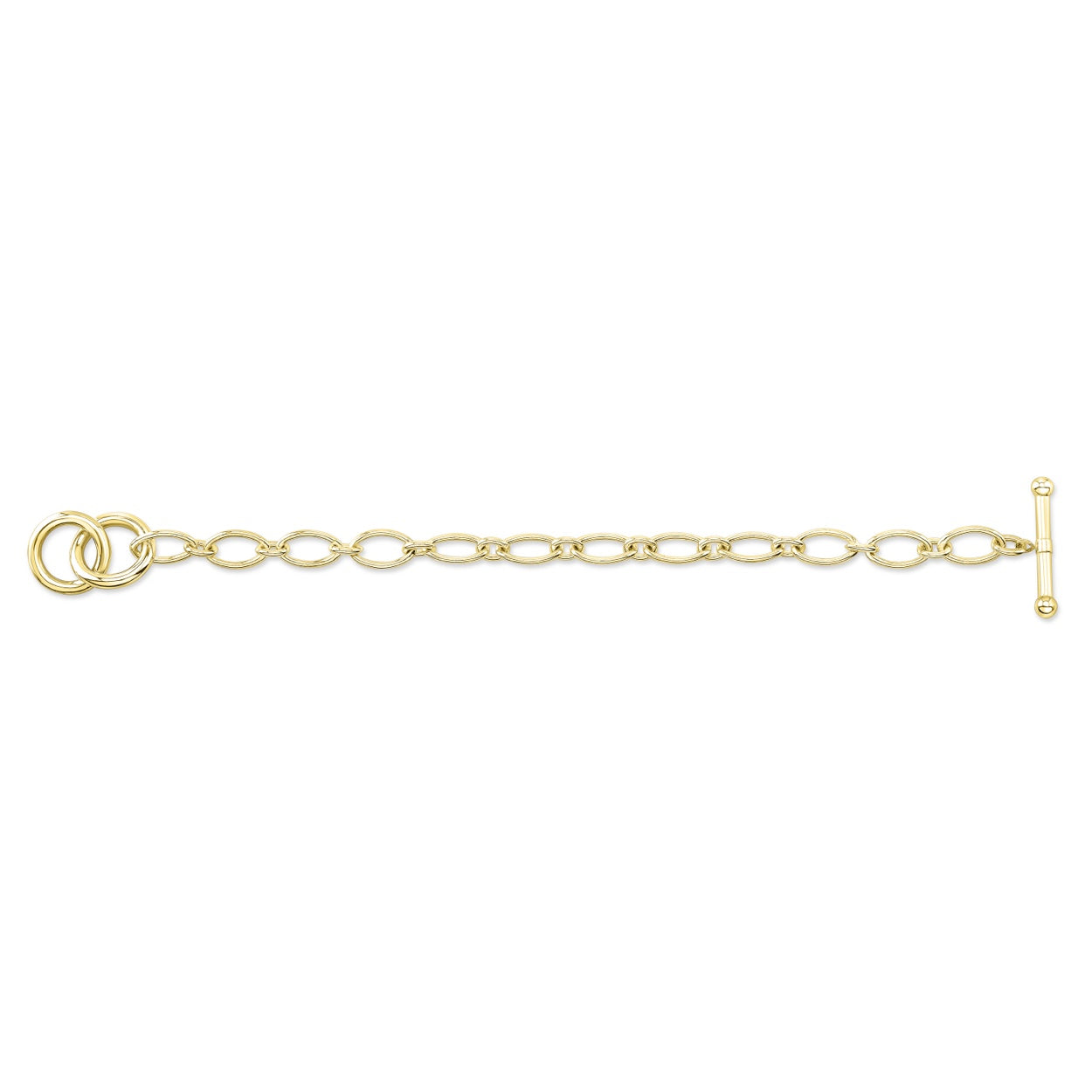 Round Link T-Bar Bracelet | 14k Yellow Gold